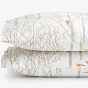 Company Store Cotton Velvet Flannel Wintery Forest Standard Pillowcases Taupe